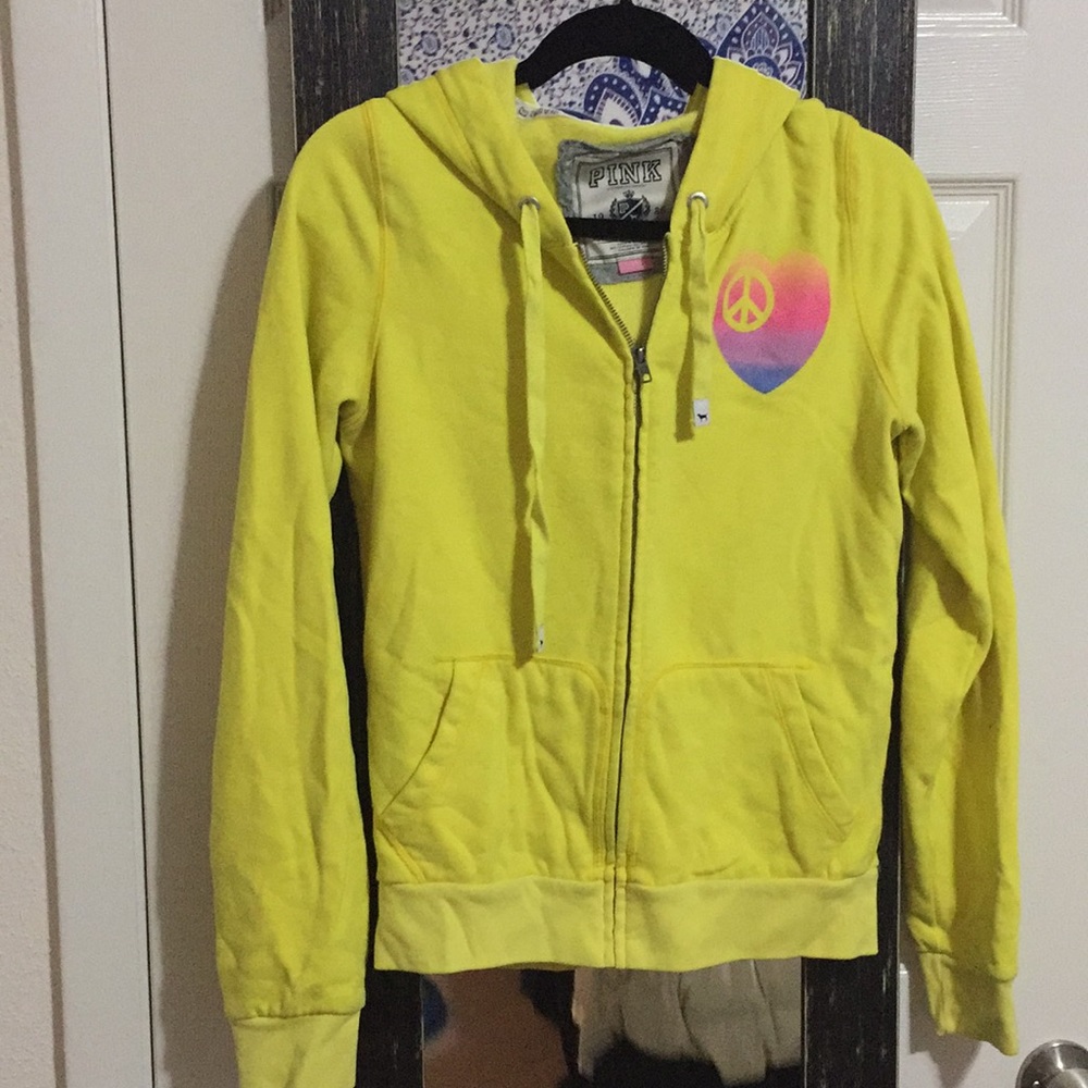 VS PINK Yellow Zip Up Hoodie